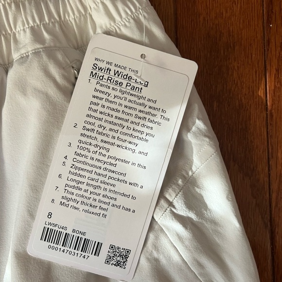 NWT Lululemon Swift Wide-Leg Mid-Rise Pant
Size 8
Color: Bone - Picture 8 of 13